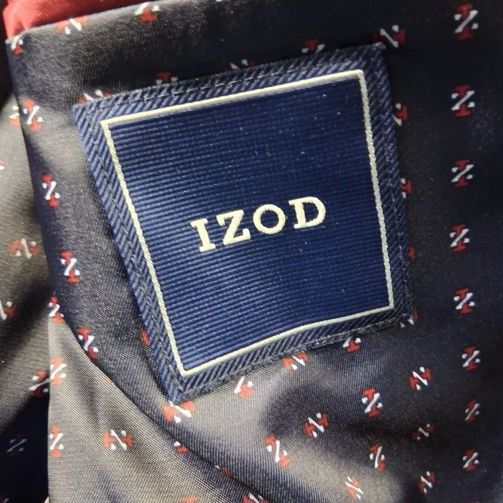 IZOD Blazer Sport Coat 40R Gray Two Button Notched Lapel Double Vent Business